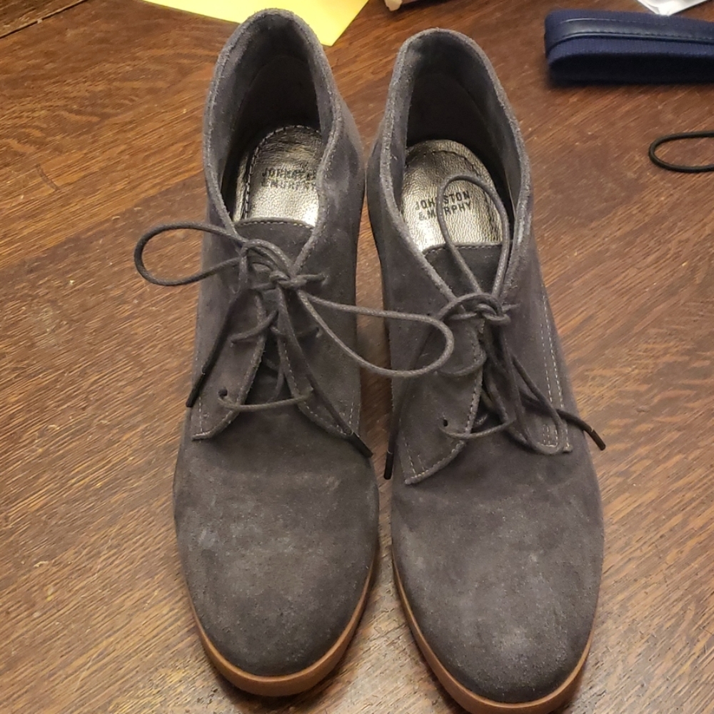 Taupe suede ankle boots